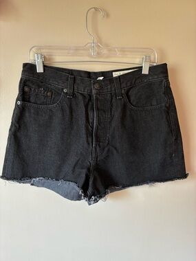 rag & bone Black Raw-Hem Denim Shorts